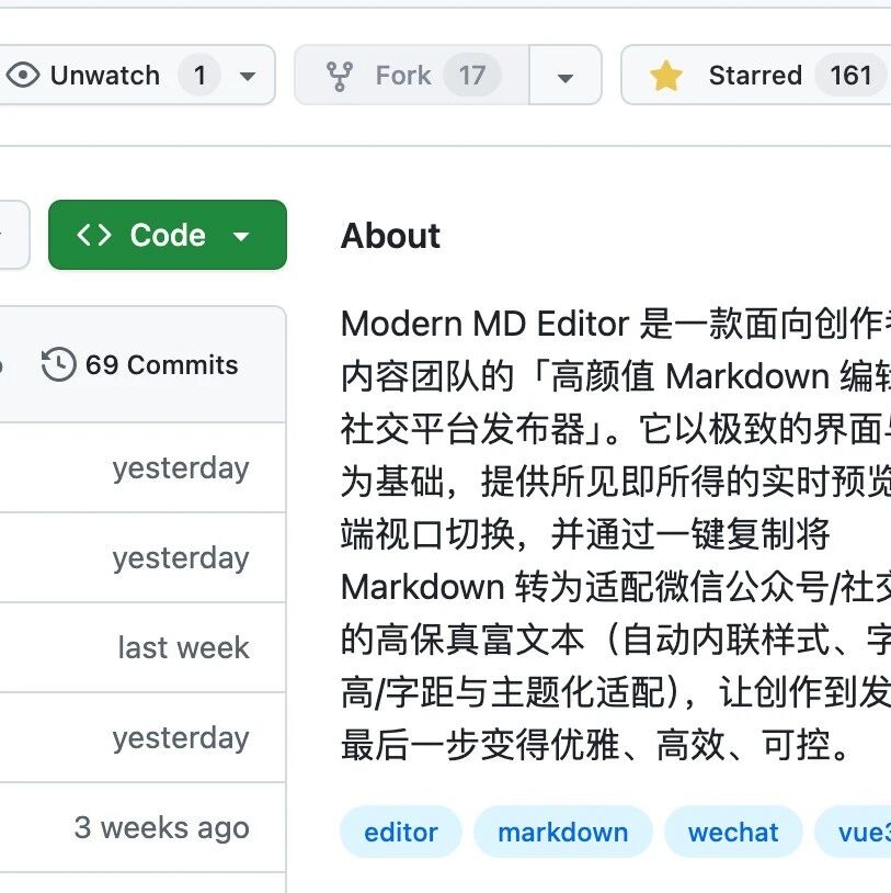 Modern MD Editor 项目介绍